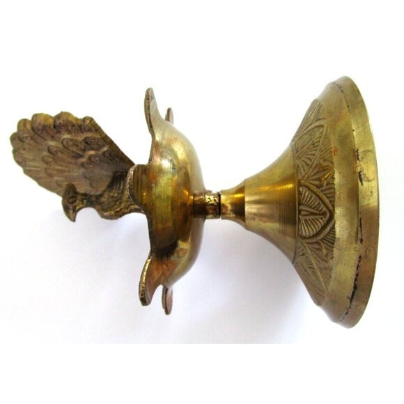 Vintage Brass Peacock Bird Shape Religious Wick Oil Lamp - Diya Aarti Home Décor - Picture 11 of 16